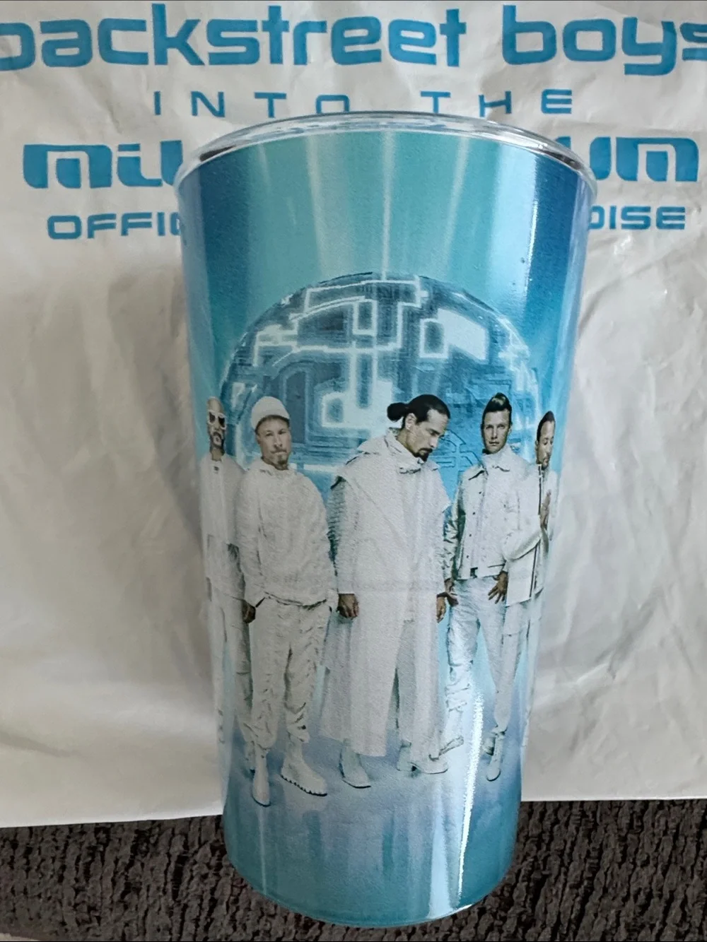 Backstreet Boys Into the Millennium Sphere Las Vegas Plastic Cup and Plastic Bag